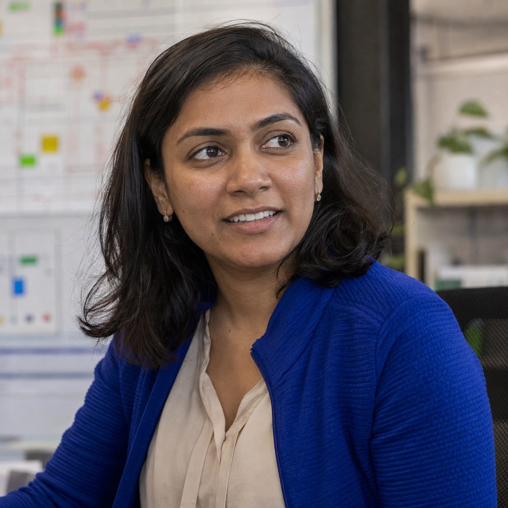 Portrait representing Aisha Khan, DesignEpic AI Automation Specialist